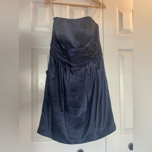 David’s Bridal strapless bridesmaid dress in navy